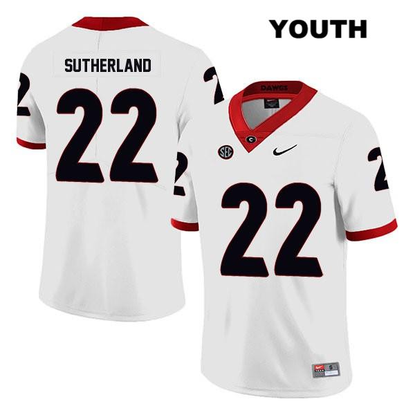 Georgia Bulldogs Youth Jes Sutherland #22 NCAA Legend Authentic White Nike Stitched College Football Jersey IDO6756US